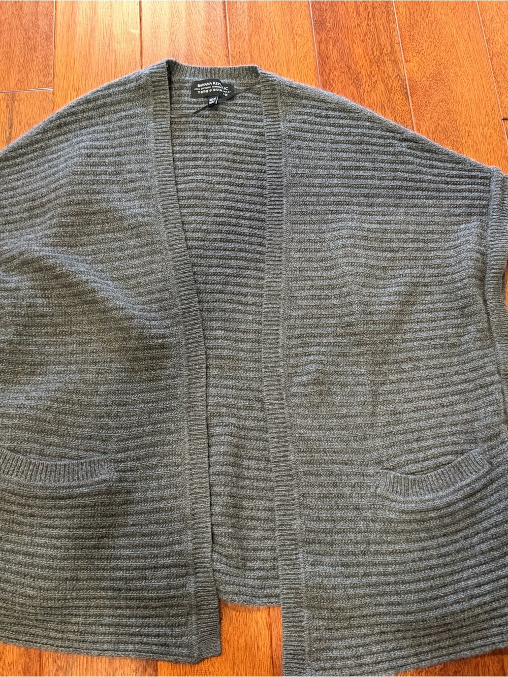 Banana Republic Cashmere Open Front Ribbed Cardigan - Charcoal Gray